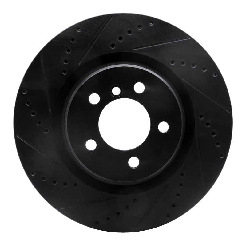 Land Rover Range Rover Brake Rotor (1) - Front Left - R1 Concepts - Drilled & Slotted - Black - `06-`12